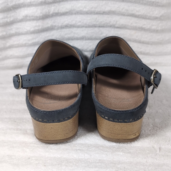 Dansko Berry Clogs Shoes Size EU 39 US 8.5-9 Navy Leather Mules Comfort Blue - Picture 4 of 7